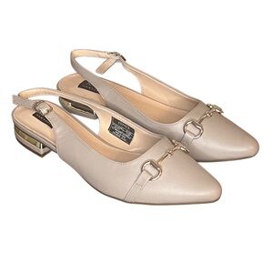 Jones New York Women's Quity Pointed Toe Beige Slingback Flats Size 7.5